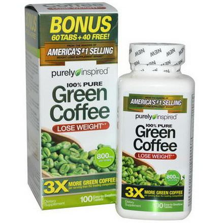 Purely Inspired, Green Coffee, 800mg, 100 Tablets