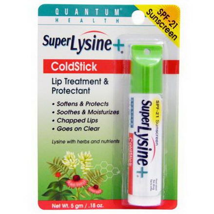Quantum Health, Super Lysine+ ColdStick, Lip Treatment&Protectant, SPF-21 5g