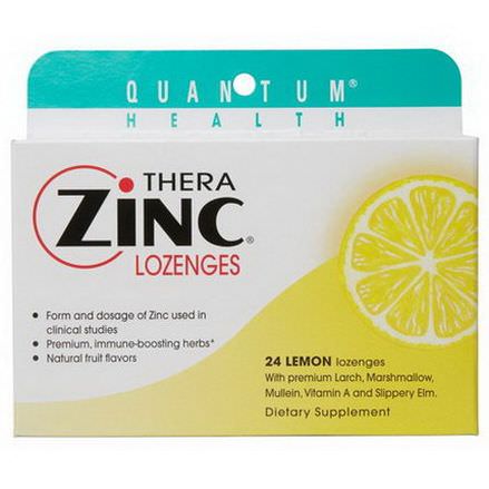 Quantum Health, Thera Zinc Lozenges, Cold Season +, Lemon, 24 Lozenges