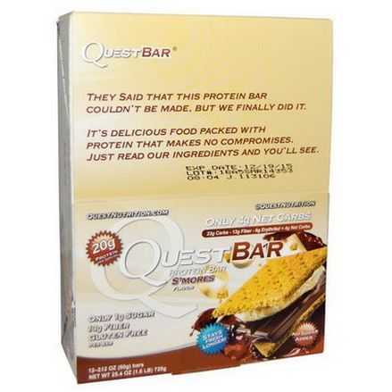 Quest Nutrition, Protein Bar, S'mores Flavor, 12 Bars 60g Each