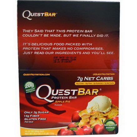 Quest Nutrition, QuestBar, Protein Bar, Apple Pie, 12 Bars 60g Each
