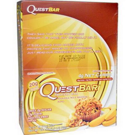 Quest Nutrition, QuestBar, Protein Bar, Banana Nut Muffin, 12 Bars 60g Each