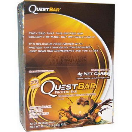 Quest Nutrition, QuestBar, Protein Bar, Chocolate Peanut Butter, 12 Bars 60g Each