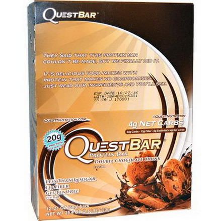 Quest Nutrition, QuestBar, Protein Bar, Double Chocolate Chunk, 12 Bars 60g Each