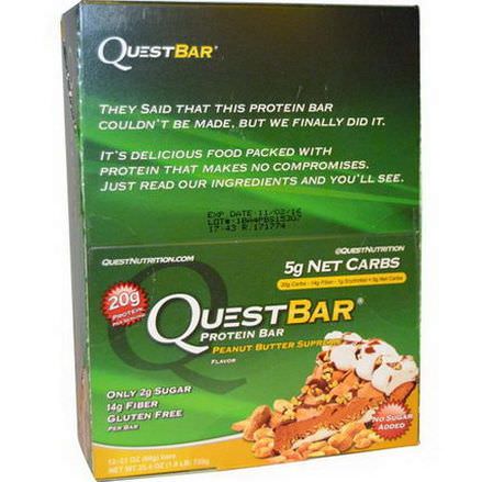 Quest Nutrition, QuestBar, Protein Bar, Peanut Butter Supreme, 12 Bars 60g Each