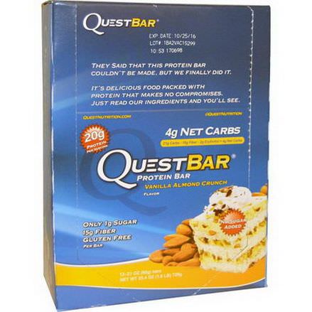Quest Nutrition, QuestBar, Protein Bar, Vanilla Almond Crunch, 12 Bars 60g Each