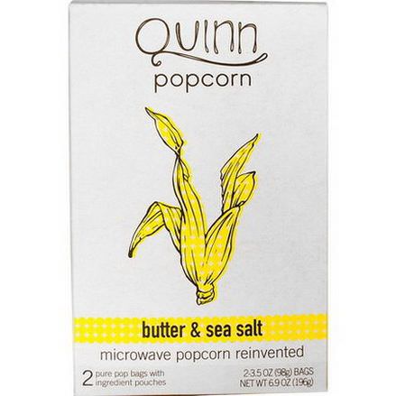 Quinn Popcorn, Butter&Sea Salt, 2 Bags 98g Each