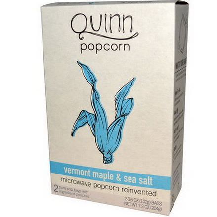 Quinn Popcorn, Microwave Popcorn, Vermont Maple&Sea Salt, 2 Bags 102g Each
