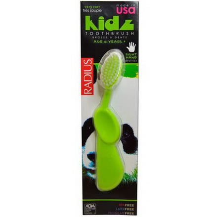 RADIUS, Kidz Toothbrush, Very Soft, 6yrs+. Right Hand, Green, 1 Toothbrush
