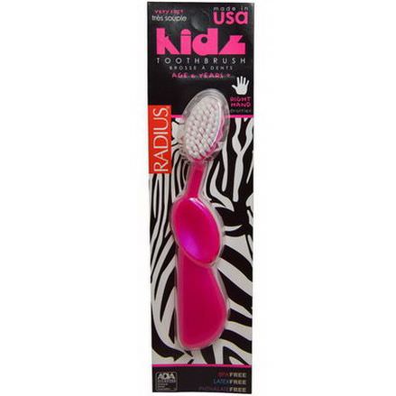 RADIUS, Kidz Toothbrush, Very Soft, 6yrs+. Right Hand, Pink, 1 Toothbrush