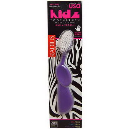 RADIUS, Kidz Toothbrush, Very Soft, 6yrs+. Right Hand, Purple, 1 Toothbrush