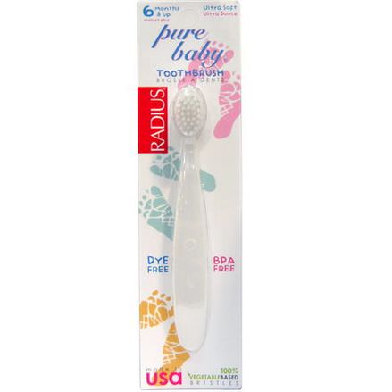 RADIUS, Pure Baby Toothbrush, 6 Months&Up, Ultra Soft, 1 Toothbrush