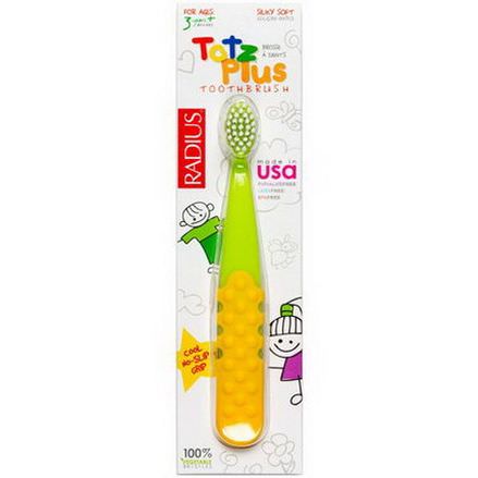 RADIUS, Totz Plus Toothbrush, 3+ Years, Green/Yellow, 1 Toothbrush