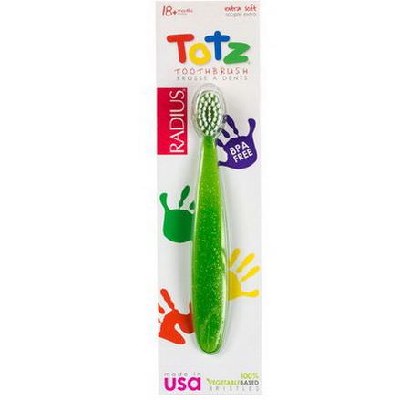 RADIUS, Totz Toothbrush, 18 Months, Extra Soft, Green Sparkle