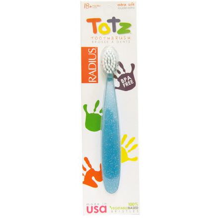 RADIUS, Totz Toothbrush, 18 Months, Extra Soft, Light Blue Sparkle