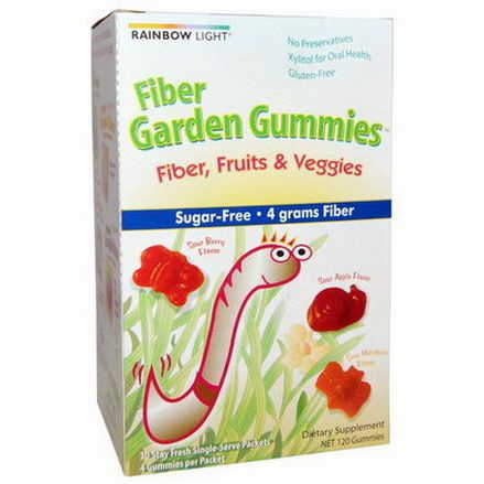 Rainbow Light, Fiber Garden Gummies, Sour Berry, Apple&Mandarin Flavors, 30 Packets 8g Each