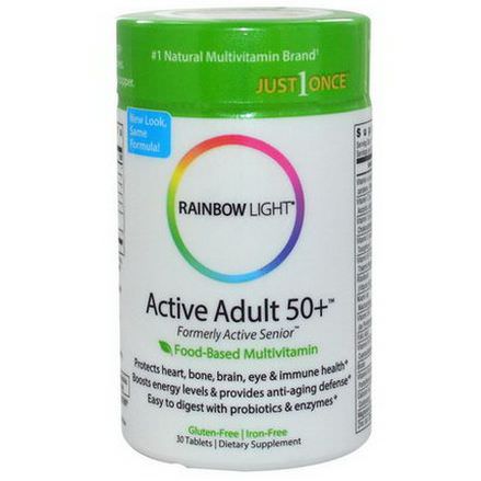 Rainbow Light, Just Once, Active Adult 50+, Food-Based Multivitamin, 30 Tablets