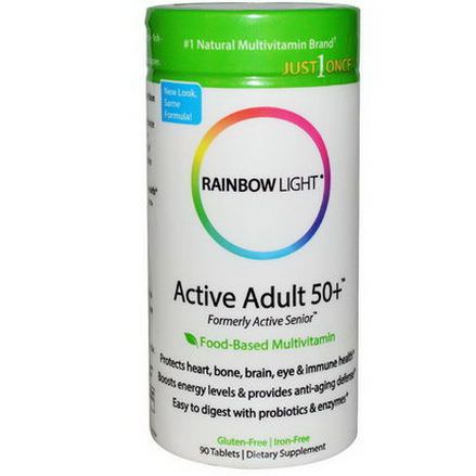 Rainbow Light, Just Once, Active Adult 50+, Food-Based Multivitamin, 90 Tablets