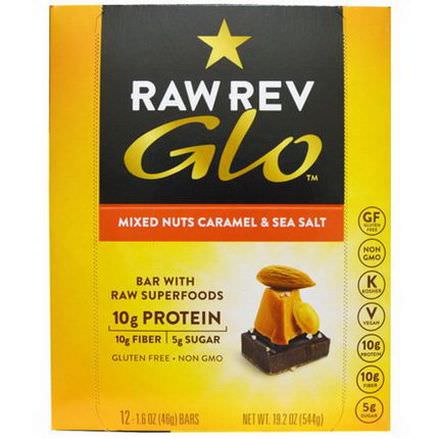 Raw Revolution, Glo, Mixed Nuts Caramel&Sea Salt, 12 Bars 46g Each