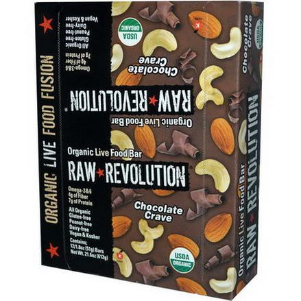 Raw Revolution, Organic Live Food Bar, Chocolate Crave, 12 Bars 51g Each