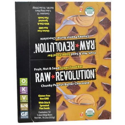 Raw Revolution, Super Food Bar, Chunky Peanut Butter Chocolate, 12 Bars 46g Each