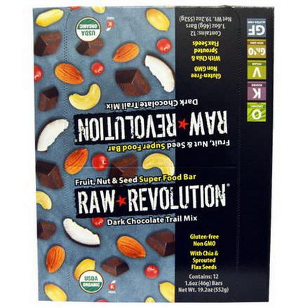 Raw Revolution, Super Food Bar, Dark Chocolate Trail Mix, 12 Bars 46g Each