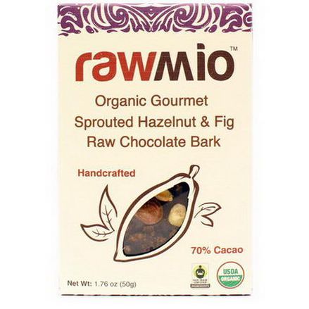 Rawmio, Organic Gourmet Hazelnut&Fig Raw Chocolate Bark 50g
