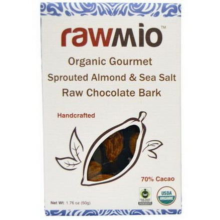 Rawmio, Organic Gourmet Sprouted Almond&Sea Salt Raw Chocolate Bark 50g