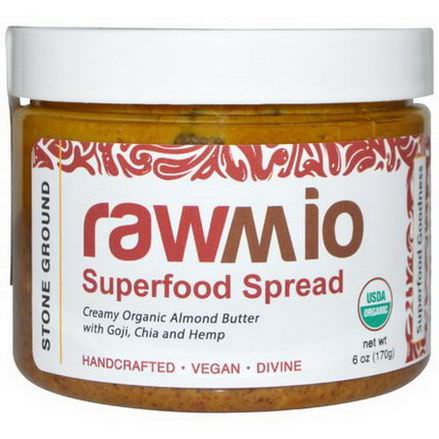 Rawmio, Superfood Spread, Creamy Organic Almond Butter with Goji, Chia and Hemp 170g