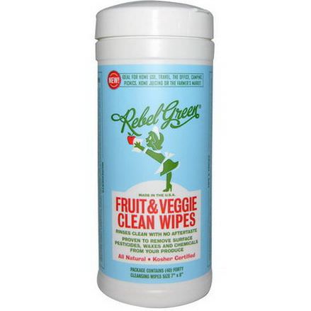 Rebel Green, Fruit&Veggie Clean Wipes, 40 Cleansing Wipes, 7