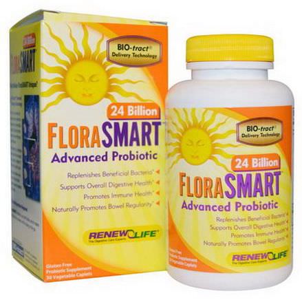 Renew Life, 24 Billion FloraSmart, Advanced Probiotic, 30 Veggie Caplets
