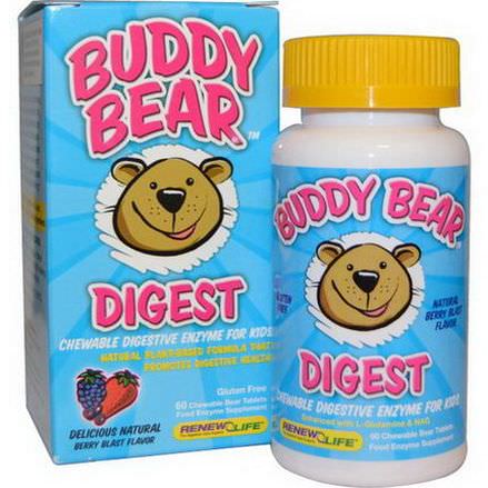 Renew Life, Buddy Bear, Digest, Berry Blast Flavor, 60 Chewable Bear Tablets