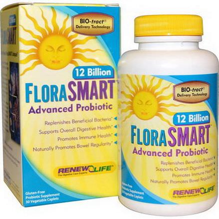 Renew Life, FloraSmart, Advanced Probiotic, 12 Billion, 30 Veggie Caplets