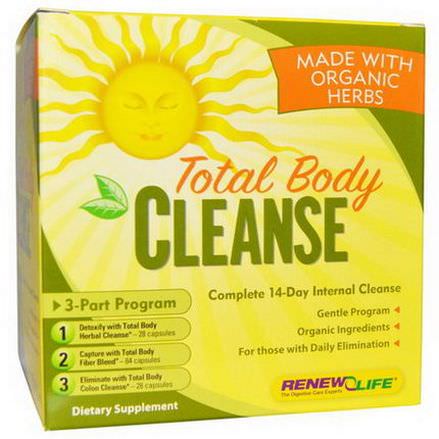 Renew Life, Total Body Cleanse, Complete 14-Day Internal Cleanse, 3-Part Program, 3 Bottles