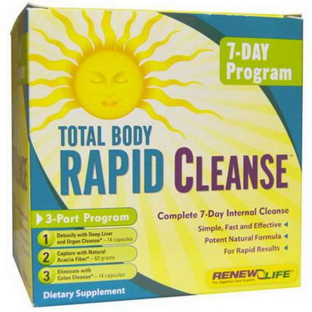 Renew Life, Total Body Rapid Cleanse, Complete 7-Day Internal Cleanse, 3-Part Program
