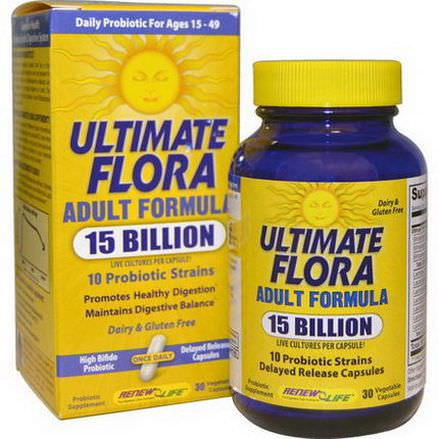 Renew Life, Ultimate Flora, Adult Formula, 15 Billion, 30 Veggie Caps