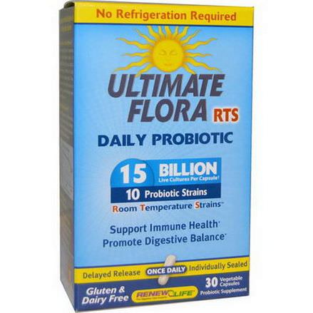 Renew Life, Ultimate Flora, RTS Daily Probiotic, 15 Billion, 30 Veggie Caps