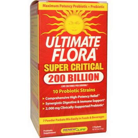 Renew Life, Ultimate Flora, Super Critical, 200 Billion, Maximum Potency Probiotic Prebiotic, 7 Packets 23.1g
