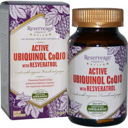 ReserveAge Nutrition, Active Ubiquinol CoQ10, with Resveratrol, 60 LiCaps