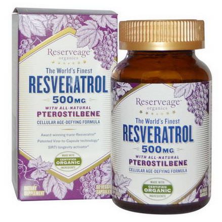 ReserveAge Nutrition, Resveratrol With All-Natural Pterostilbene, 500mg, 60 Veggie Caps