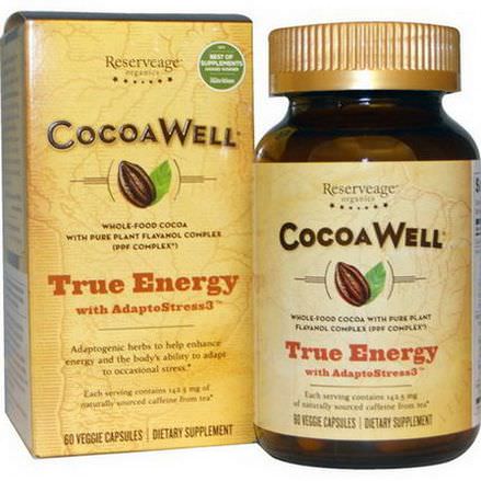 ReserveAge Nutrition, CocoaWell, True Energy, with AdaptoStress3, 60 Veggie Caps