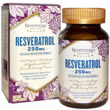 ReserveAge Nutrition, Resveratrol, Cellular Age-Defying Formula, 250mg, 60 Veggie Caps