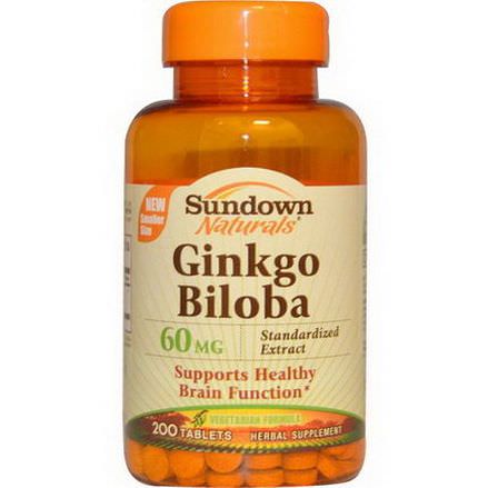 Rexall Sundown Naturals, Ginkgo Biloba, 60mg, 200 Tablets