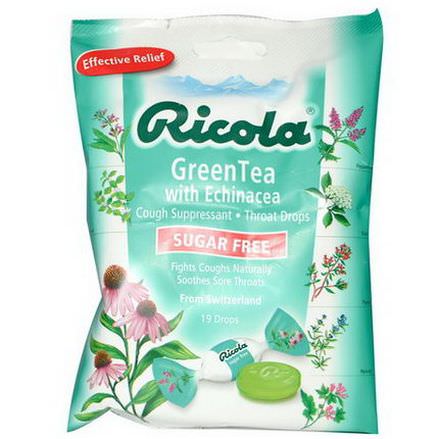 Ricola, Green Tea with Echinacea, Sugar Free, 19 Drops