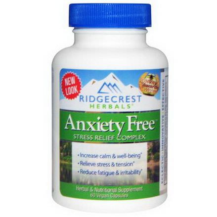 Ridge Crest Herbals, Anxiety Free, Stress Relief Complex, 60 Vegan Caps