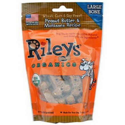 Riley's Organics, Dog Treats, Large Bone, Peanut Butter&Molasses Recipe 142g
