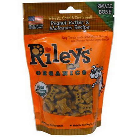 Riley's Organics, Dog Treats, Small Bone, Peanut Butter&Molasses Recipe 142g