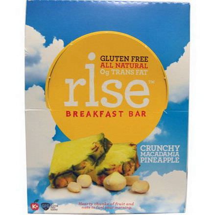 Rise Bar, Breakfast Bar, Crunchy Macadamia Pineapple, 12 Bars 40g Each