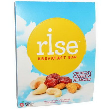 Rise Bar, Breakfast Bars, Crunchy Cashew Almond, 12 Bars 40g Each