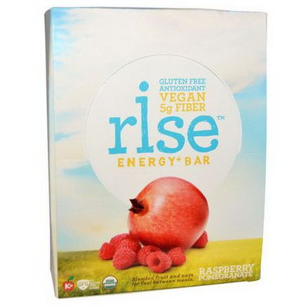 Rise Bar, Organic, Energy Bar, Raspberry Pomegranate, 12 Bars 45g Each